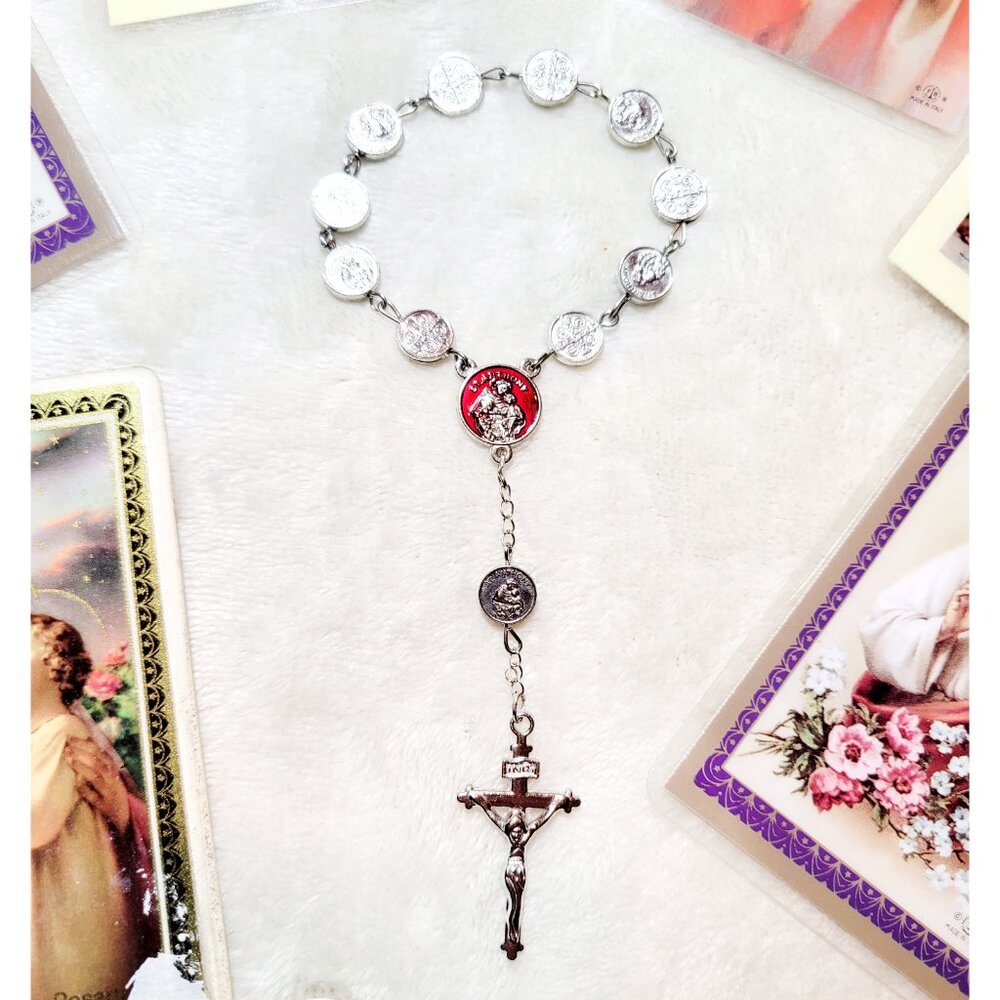 Religious Vintage St. Anthony Pray For Us Medallion Style Chaplet Silver Tone